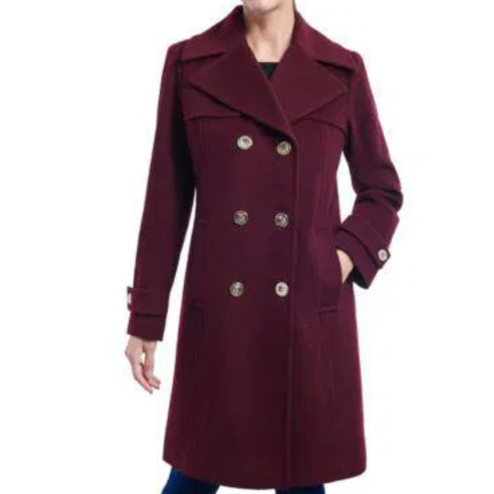 Michael‎ Kors  Peacoat Wool Blend Double Breasted Coat